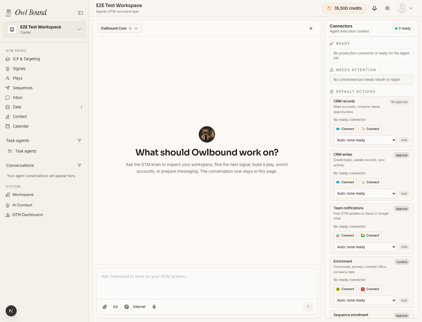 Owlbound dashboard workspace